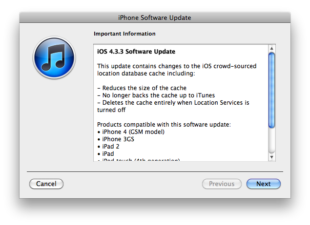 Apple oppdaterer iOS til 4.3.3